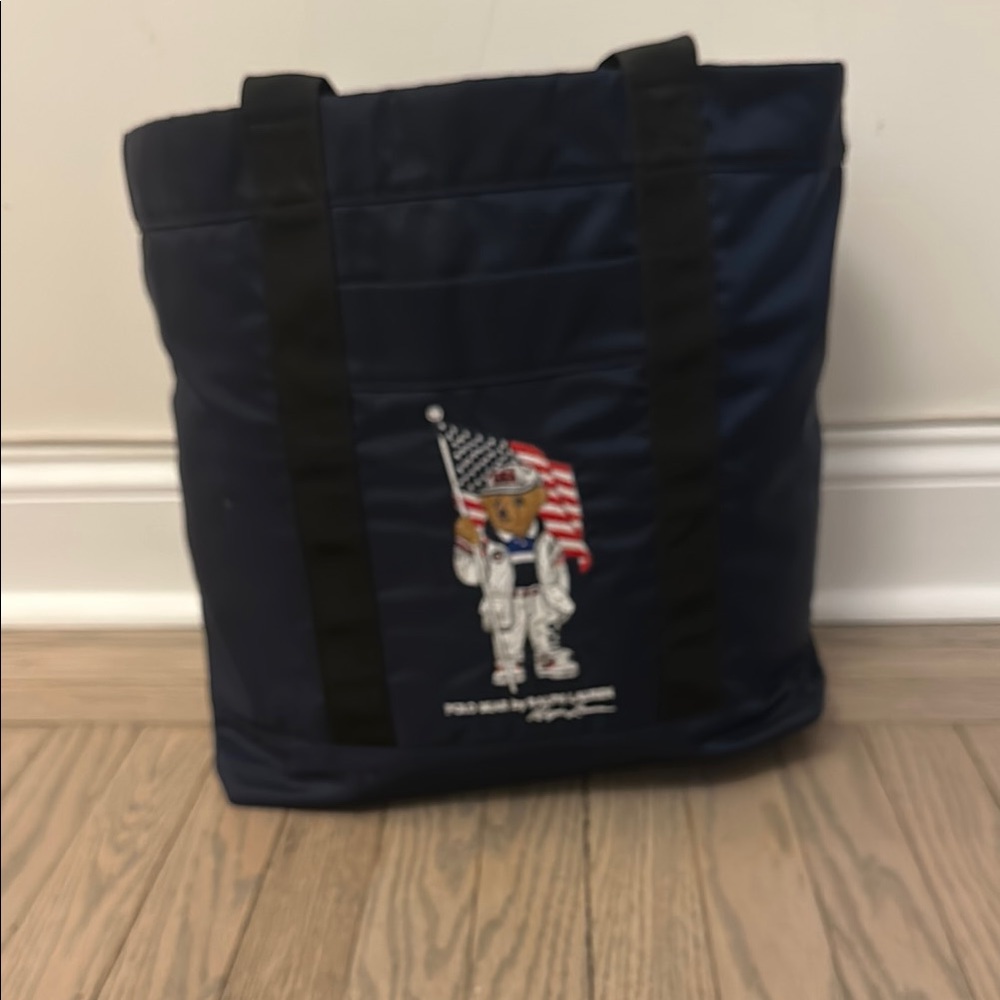 Polo Ralph Lauren Navy Tote Bag with Olympics Bear Design